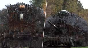 Não é uma árvore de Halloween, é a mais recente invenção na guerra na Ucrânia: os "ouriços" de combate russos