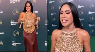 Isabelle Nogueira usa look de açaí em evento de premiação do príncipe William no Rio
