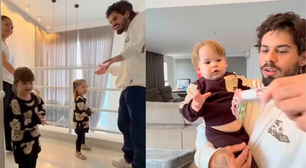 Zé Felipe reencontra os filhos após viagem deles para a Espanha com Virginia