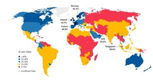 Estudo da Microsoft revela o ranking dos países que mais utilizam IA no mundo; onde está o Brasil?