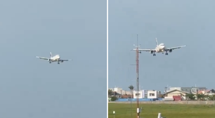 Avião faz 'pouso caranguejo' devido ao vento forte em aeroporto de SC