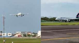 Vídeo impressiona ao mostrar avião pousando 'de lado' por fortes ventos em Santa Catarina