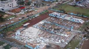 Imagens aéreas mostram devastação em cidade atingida por tornado no PR