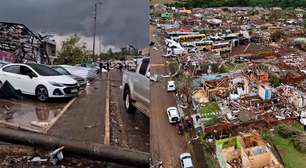 Moradores se desesperam e mostram destruição após passagem de tornado no Paraná