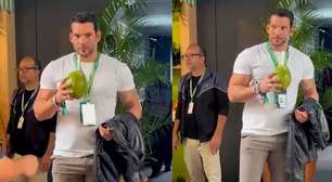 Com água de coco, presidente da CBF faz 'pausa' no futebol para curtir Fórmula 1 em Interlagos