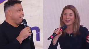 Ao vivo, Ronaldo Fenômeno pede emprego no SBT e Daniela Beyruti reage