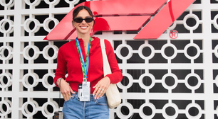 Bruna Marquezine de vermelho e Sasha de marrom no GP de SP