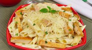 Penne com tiras de frango e molho branco: um almoço completo