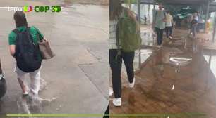 Chuva causa alagamentos em área externa da COP30 em Belém