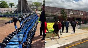 Gringos apostam em aluguel de patinete elétrico para se locomoverem na COP30: '60 centavos o minuto'