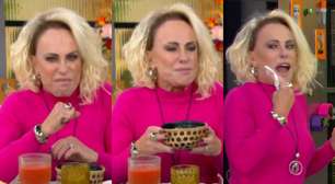 Ana Maria Braga chama o intervalo e se atrapalha em publi após comer planta: 'Língua parece que vai cair'