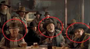 Se você pausar De Volta para o Futuro 3 em 27:50, verá três caubóis na verdade, três das maiores lendas do faroeste