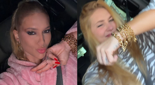 Virginia Fonseca fica com pulseiras presas no braço após ensaio da Grande Rio