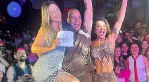 Ex-dançarinas do É o Tchan, Carla Perez e Scheila Carvalho se encontram em festa; veja