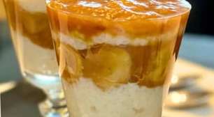 Sobremesa em camadas banana e tapioca: fácil e sem forno