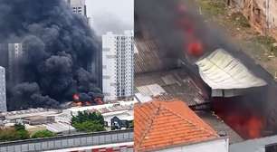 Incêndio atinge galpão de tecidos no Brás, e mulheres são socorridas por inalação de fumaça