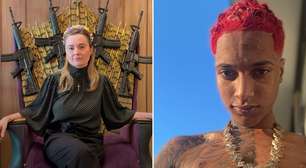 Oruam comenta foto de Júlia Zanatta em 'trono' de fuzis: 'Se eu postar, é apologia ao crime'