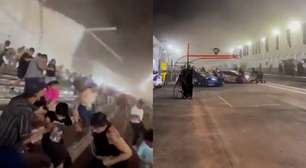 Vendaval derruba cobertura de arquibancada durante treino da Stock Car em MT