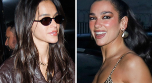 Bruna Marquezine, de couro, curte samba com Dua Lipa, de oncinha