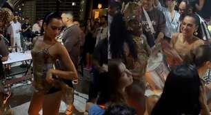 Dua Lipa e Shawn Mendes caem no samba em festa com Bruna Marquezine e Gustavo Mioto, em SP