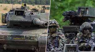 Batalhão sem precedentes chegou à fronteira russa: vem da Alemanha com 12 mil drones kamikaze e o tanque mais avançado