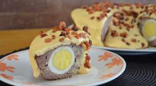 Bolovo vulcão de carne moída com cobertura cremosa de queijo