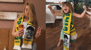 Filha de Virginia mostra faixa de Vini Jr. para o jogo do Brasil
