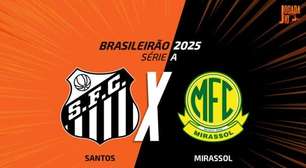 Santos x Mirassol, AO VIVO, com a Voz do Esporte, às 20h