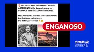 É falso que Carlos Bolsonaro tenha aprovado 'Dia do Heterossexual' como vereador do Rio