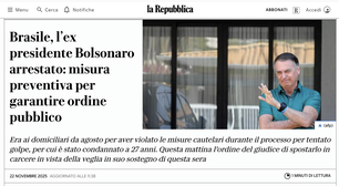 Risco de fuga e tornozeleira violada: jornais internacionais destacam prisão de Bolsonaro