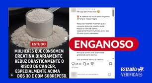 Não há comprovação de que creatina previna câncer de mama