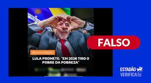 Não há registro de que Lula tenha dito que vai 'tirar o pobre da pobreza' se reeleito em 2026