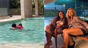 Virginia registra momento de puro 'grude' das filhas com a mãe de Vini Jr. e encanta a web