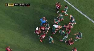 Jogador do Fla dá solada na canela de Bruno Fuchs; veja o momento