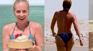 Angélica faz topless e exibe boa forma ao comemorar 52 anos em viagem com Luciano Huck aos Lençóis Maranhenses: 'Celebrando a vida'