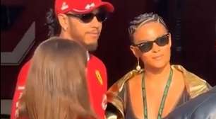 Bella Campos encontra Lewis Hamilton e brinca nas redes: 'Vim trazer sorte pro bofe'