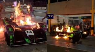 Piloto escapa de carro em chamas durante corrida no Paraná
