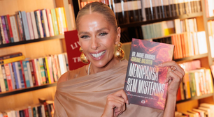 Adriane Galisteu veste tom terroso e lança livro sobre menopausa