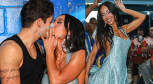 Clima de Carnaval! Sabrina Sato dá beijão de novela em Nicolas Prattes e cai no samba em ensaio da Vila Isabel