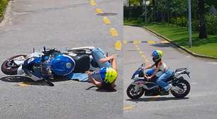 Juliette leva tombo ao pilotar moto que ganhou do noivo: 'Queda de aniversário'