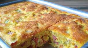 Bolo salgado recheado: é só bater no liquidificador, bolo úmido e fofinho para o lanche