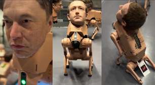 Cães robôs com cabeça de Musk, Bezos e Zuckerberg 'defecam' arte para questionar poder dos bilionários