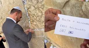 Eduardo Bolsonaro deixa bilhete pedindo soltura do pai no Muro das Lamentações