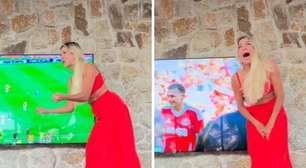 Renata Fan dá 'show de gritos' após Inter se salvar do rebaixamento no Brasileirão; assista