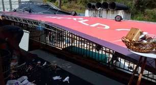 Ventania derruba parte da estrutura da área VIP do Pacaembu