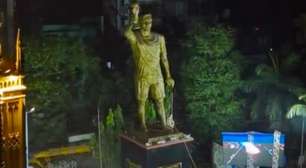 GOAT Tour 2025! Lionel Messi ganha estátua de 21 metros na Índia; veja vídeo