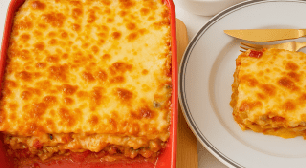 Lasanha vegetariana com berinjela: o molho é o diferente