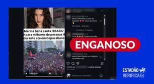 Vídeo de Marina Sena cantando 'Brasil' é de setembro, não de protesto contra PL da Dosimetria