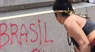 Mulher indígena é detida por pichar monumento durante protesto contra PL da Dosimetria em BH