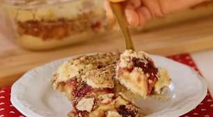 Cuca cremosa de morango: você não vai acreditar como é fácil, cuca cremosa de leite condensado e morango